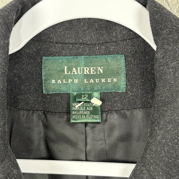 Ralph Lauren LRL Women’s Blazer Size 12 Wool Angora Blend Dark Academia Gray - Picture 3 of 4